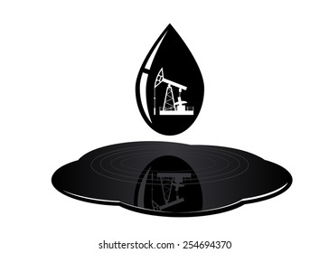  A drop of oil and a pool with reflection of oil installation