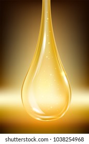 Drop oil, transparent object. Isolated vector illustration on white background.