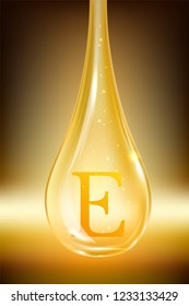 Drop oil, vitamin E. Isolated vector illustration