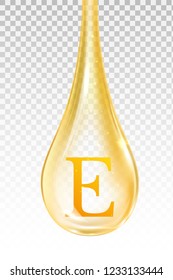 Drop oil, vitamin E. Isolated vector illustration