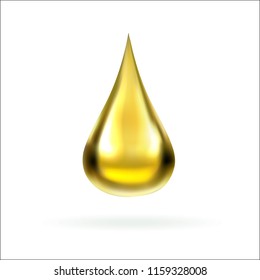 Drop of oil, yellow realistic illustration vector
