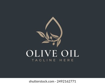 Plantilla con logo de drop olive oil