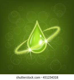 Drop of olive oil. Vector background for cosmetic products.
