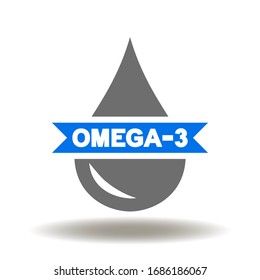 Drop Omega-3-Säure-Symbol Vektorillustration. Gesunde Ernährung OMEGA Diät Gesundheitsversorgung Konzept Logo.