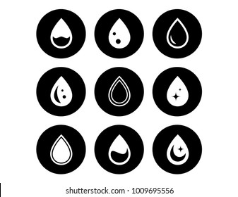 drop on black round icons set