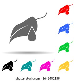 a drop on a plant leaf green multi color style icon. Simple glyph, flat vector of greenpeace icons for ui and ux, website or mobile application
