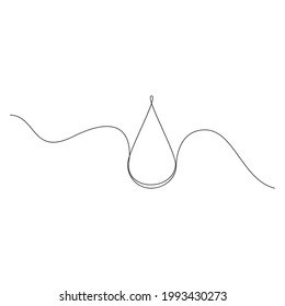 Капля одна линия. Drop one line. Vector drawing. Isolated white background.