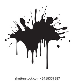 Drop paint art brush stroke on a white background, vector illustration.