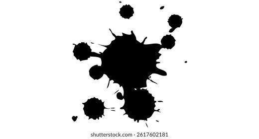 Drop paint art brush stroke on a white background, vector illustration.