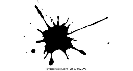 Drop paint art brush stroke on a white background, vector illustration.