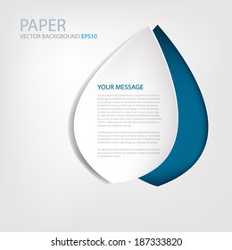 Drop paper background on blue frame background for text and message modern website banner design