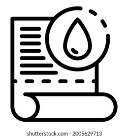 Drop and paper scroll icon. Outline drop and paper scroll vector icon for web design isolated on white background