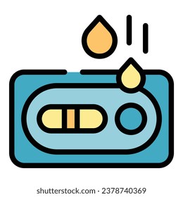 Eliminar vector de contorno de icono de prueba pcr. Salud de Corona. Color de resultado de frotación plano