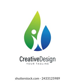 Plantilla de diseño de logotipo de gota y persona
