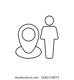 Drop Pin icon outline editable stroke line drawing eps.