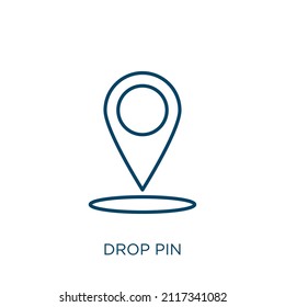 drop pin icon. Thin linear drop pin outline icon isolated on white background. Line vector drop pin sign, symbol for web and mobile
