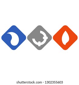 Drop, pipe and fire logo