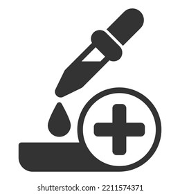 Drop from pipette and test - icon, illustration on white background, glyph style