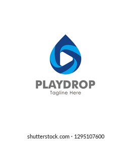 Drop and play button logo design inspiration