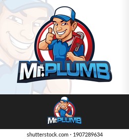 Drop Plumb Plumbing Mascot Logo
