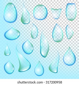 drop Pure clear water drops realistic set isolated vector illustration art