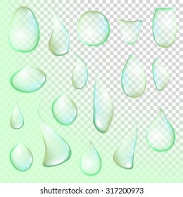 drop Pure clear water drops realistic set isolated vector illustration art