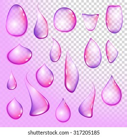 drop Pure clear water drops realistic set isolated vector illustration art