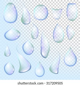 drop Pure clear water drops realistic set isolated vector illustration art