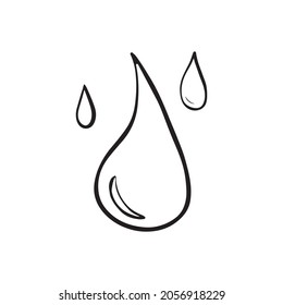 A drop of rain or water. Vector illustration in sketch style.Free hand drawn