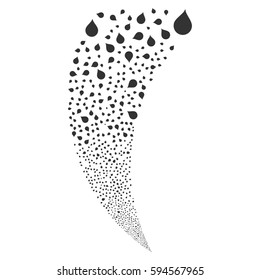Drop random fireworks stream. Vector illustration style is flat gray iconic symbols on a white background. Object fountain combined from scattered icons.