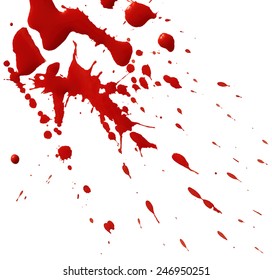 Drop of red blood isolated on white background