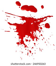 Drop of red blood isolated on white background