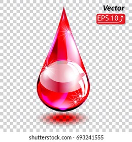 Drop red , isolated on transparent background vector illustration