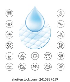 Drop removes dirty on cloth with set icons. Easy to use for design laundry products.  Vector illustration isolated on white background. Can be use for your design, advertising, promo and etc. EPS10.