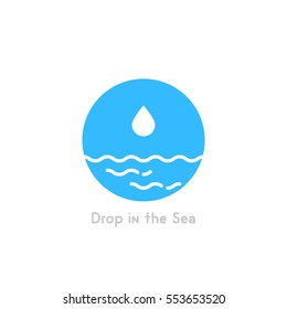 drop in the sea simple logo. concept of pure, creative unusual badge, insufficiently, fluid, lake, motion, idea of purity. flat style trend modern brand graphic design element on white background
