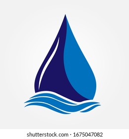 Tropfen und eine Meereswelle. Vektorillustration-Symbol. Stockillustration der Vektorillustration. Einfaches Design für Aufkleber, Aufkleber, Logos, Website oder App
