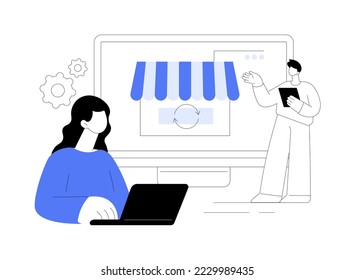 Drop servicing abstract concept vector illustration. Third party servicing, outsource business model, service arbitrage, finding clients, drop shipping, digital marketing trend abstract metaphor.