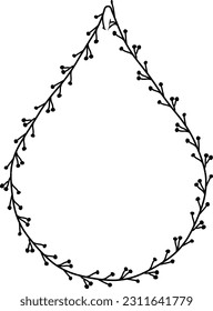 Drop shape Flower frame wreath vector Leaves border floral photo frame  Botanical Branches decoration wedding anniversary birthday new year newborn Christmas valentine winner award congratulations