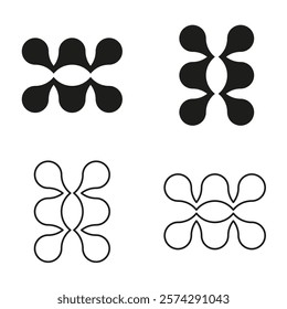 Drop shaped pattern. Abstract black drops. Repeated element design. Vector illustration.