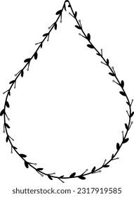 Drop sheet frame isolated branches flower wreath leaf floral vector decoration border botanical minimalist wedding frames congratulations anniversary valentine winner award romantic 