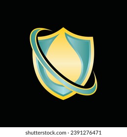 Drop Shield Logo with Circle modern design, Shield logo accompanied drops of water, suitable for your company