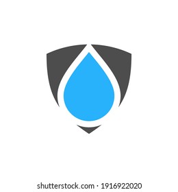 Drop and Shield  Logo Symbol for Water Protection Simple Illustration