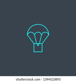 drop ship concept blue line icon. Simple thin element on dark background. drop ship concept outline symbol design. Can be used for web and mobile UI/UX