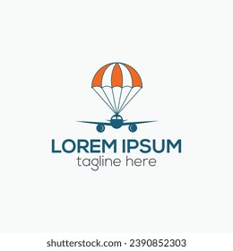 Drop shipping airplane delivery flat logo design isolated vector template illustration
