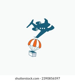 Envío directo con el diseño de logotipo plano de entrega de avión ilustración de plantilla vectorial aislada
