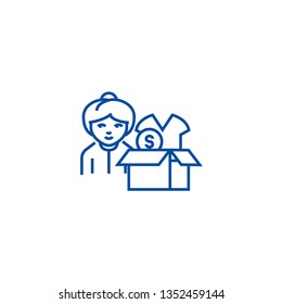 Drop shipping concept line icon concept. Drop shipping concept flat  vector symbol, sign, outline illustration.