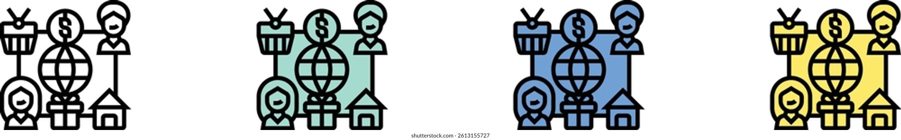drop shipping icon. Outline, Green, Blue and Yellow Style Design Isolated On White Background