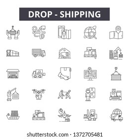 Drop shipping line icons, signs, vector set, outline illustration concept 