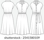 DROP SHOULDER MAGYAR SLEEVES MIDI DRESS WITH FRONT OPEN DETAIL DESIGNED FOR YOUNG WOMEN AND WOMEN IN VECTOR FILE