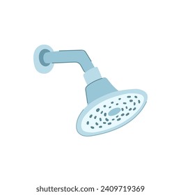 caricatura de la cabeza de ducha de caída. tubería de lluvia, metal plateado, señal cromada realista de la cabeza de ducha de caída. ilustración vectorial de símbolo aislado
